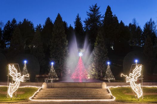 Christmas decorations to the gardens of Varese, Italy