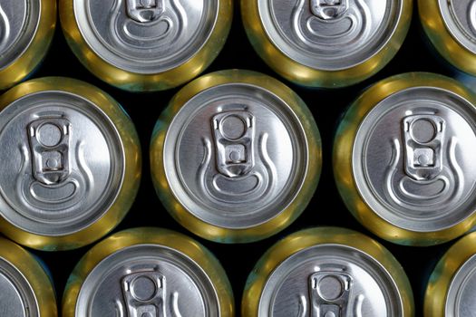 Much of drinking cans close up