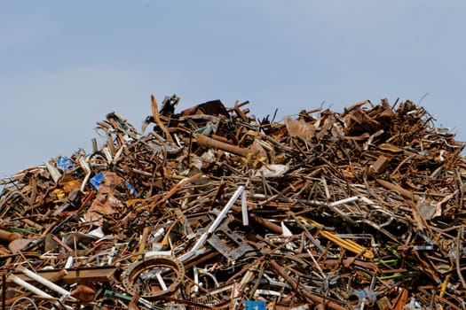 scrap metal processing industry, stacked metal