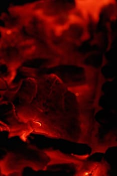 glowing embers in hot red color