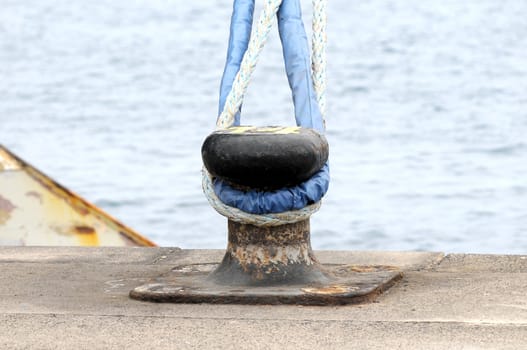 Rusty Mooring on a Pier , in Canary Islands, Spain