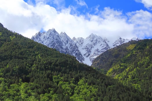 Image of beautiful landscape with Caucasus mountains