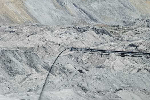 Coal mining in an open pit with huge industrial machine