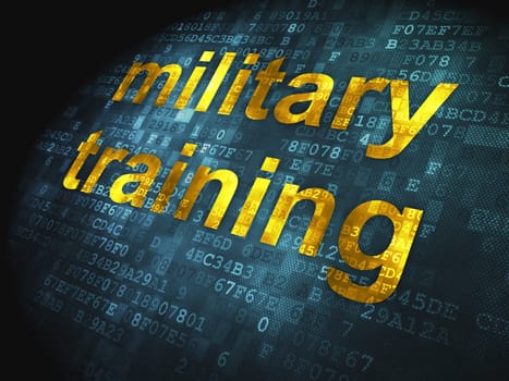 Education concept: pixelated words Military Training on digital background, 3d render