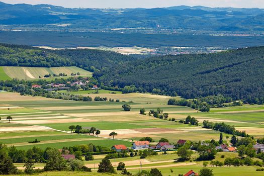 Aerial view of agricultural fields