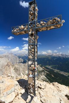 cross on Roda di Vael mount, Trentino, Italy