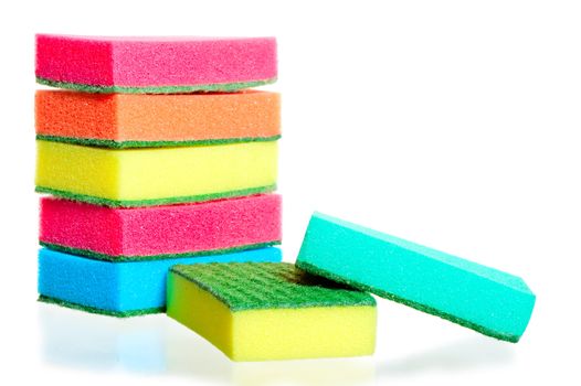 stack of sponges for washing dishes, and two nearby