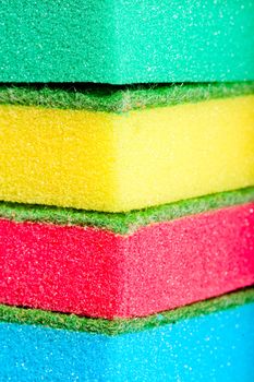 close-up sponges for washing dishes on a white background