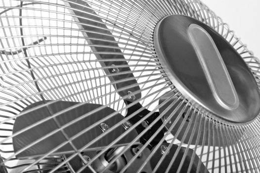 Stylish steel fan blades close-up
