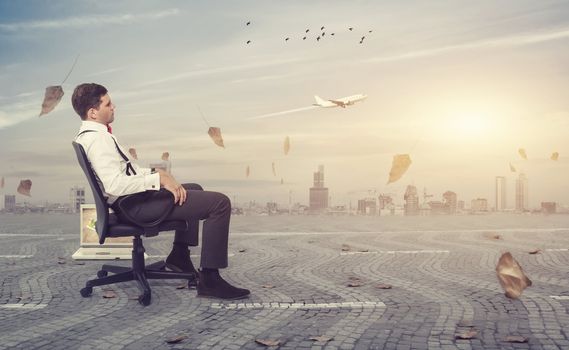 Businessman taking a break from the chaos of the city