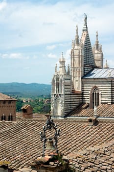 The main church of Siena in summer day
