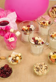 Party table with an assortment of healthy snacks