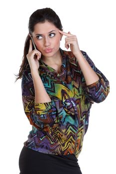 young beautiful woman calling by phone
