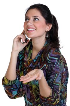 young beautiful woman calling by phone