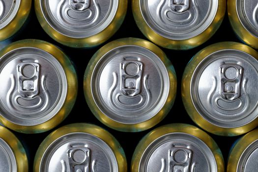 Much of drinking cans close up