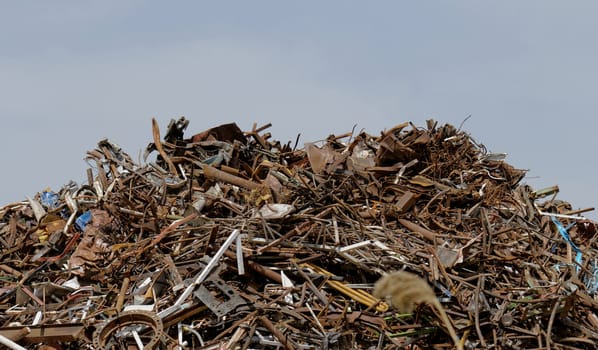 scrap metal processing industry, stacked metal