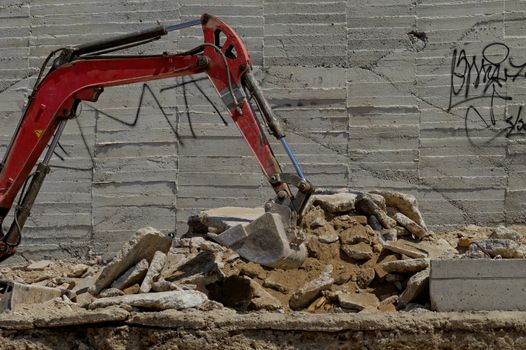 the excavator working on a construction site