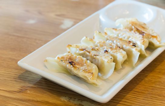 japanese food style dumpling on white dish