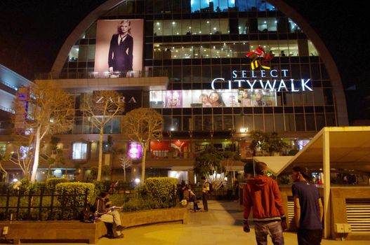Shopping mall exterior, New Delhi, India.