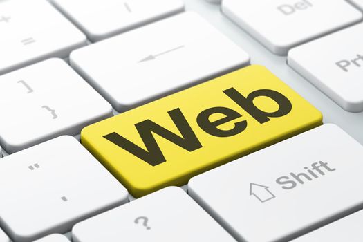 SEO web design concept: computer keyboard with word Web, selected focus on enter button background, 3d render