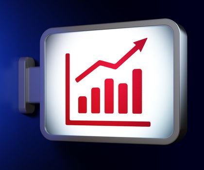News concept: Growth Graph on advertising billboard background, 3d render