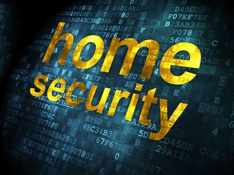 Safety concept: pixelated words Home Security on digital background, 3d render