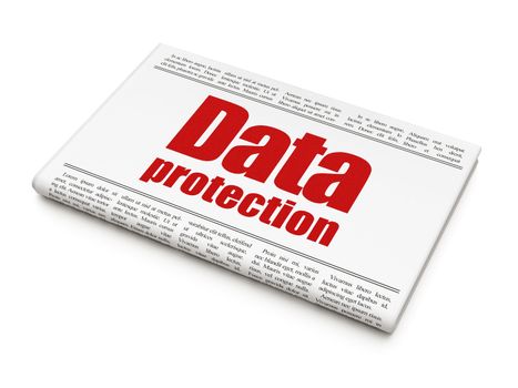 Security news concept: newspaper headline Data Protection on White background, 3d render