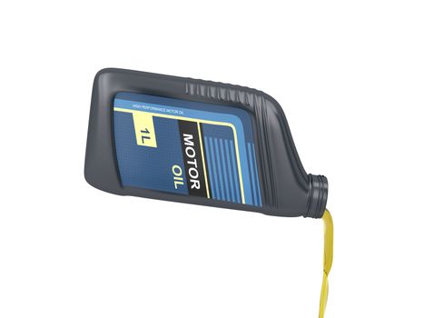 Flows out motor oil, isolated on white