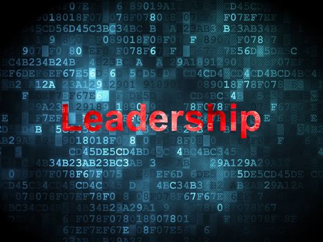 Business concept: pixelated words Leadership on digital background, 3d render