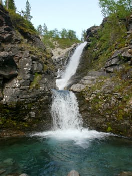 Falls in mountains. Russia, Hibini
