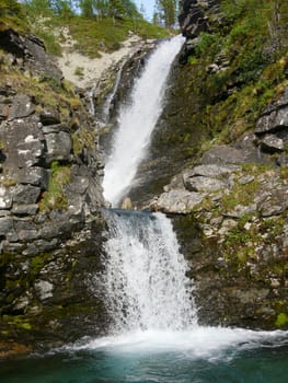 Falls in mountains. Russia, Hibini