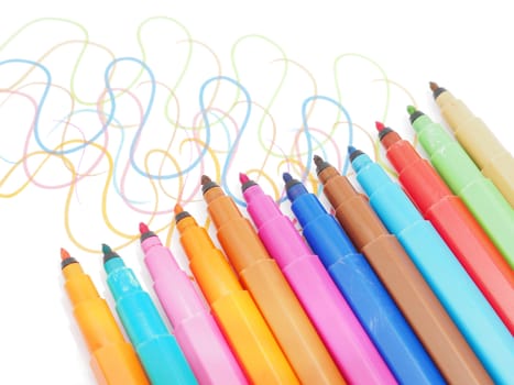 felt-tip pens on a white background