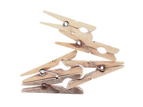 wooden peg on a white background 