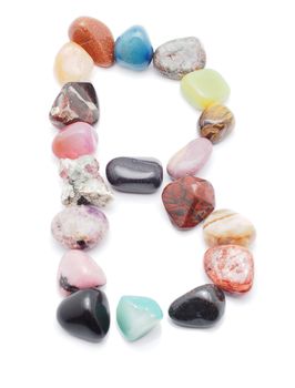 letter from minerals on a white background