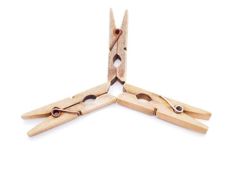 wooden peg on a white background 