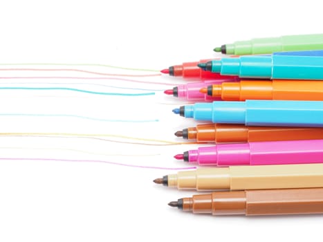 felt-tip pens on a white background