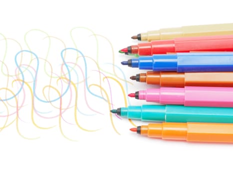 felt-tip pens on a white background