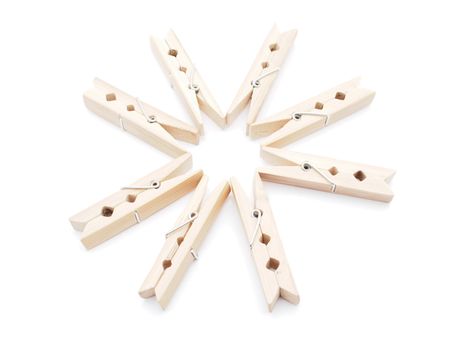wooden peg on a white background 