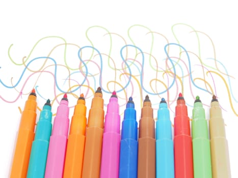 felt-tip pens on a white background