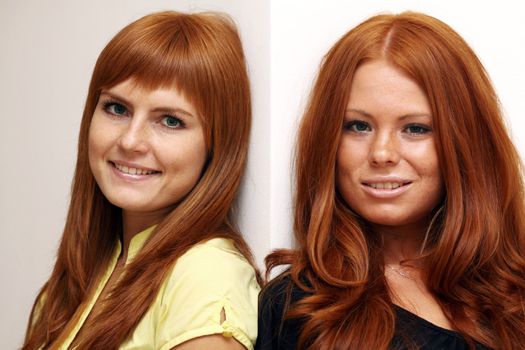 Two young beautiful redhead women