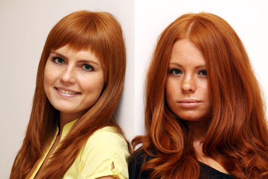 Two young beautiful redhead women