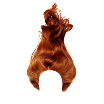 Redhead female wig isolated on white background