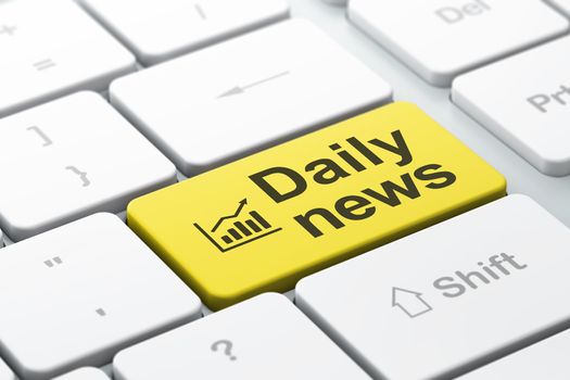 News concept: computer keyboard with Growth Graph icon and word Daily News, selected focus on enter button, 3d render