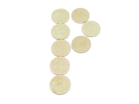 Letters of coins on a white background