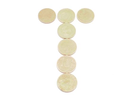 Letters of coins on a white background