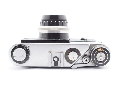 Old camera on a white background 