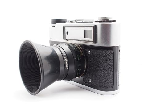 Old camera on a white background 