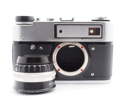 Old camera on a white background 
