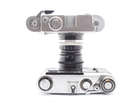 Old camera on a white background 