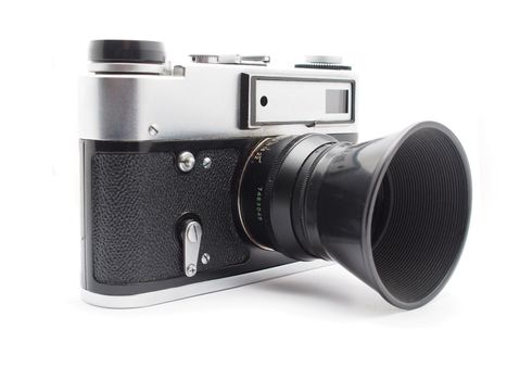 Old camera on a white background 